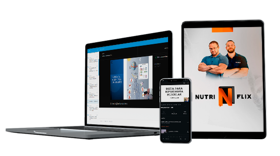 A plataforma Nutriflix no computador, tablet e celular
